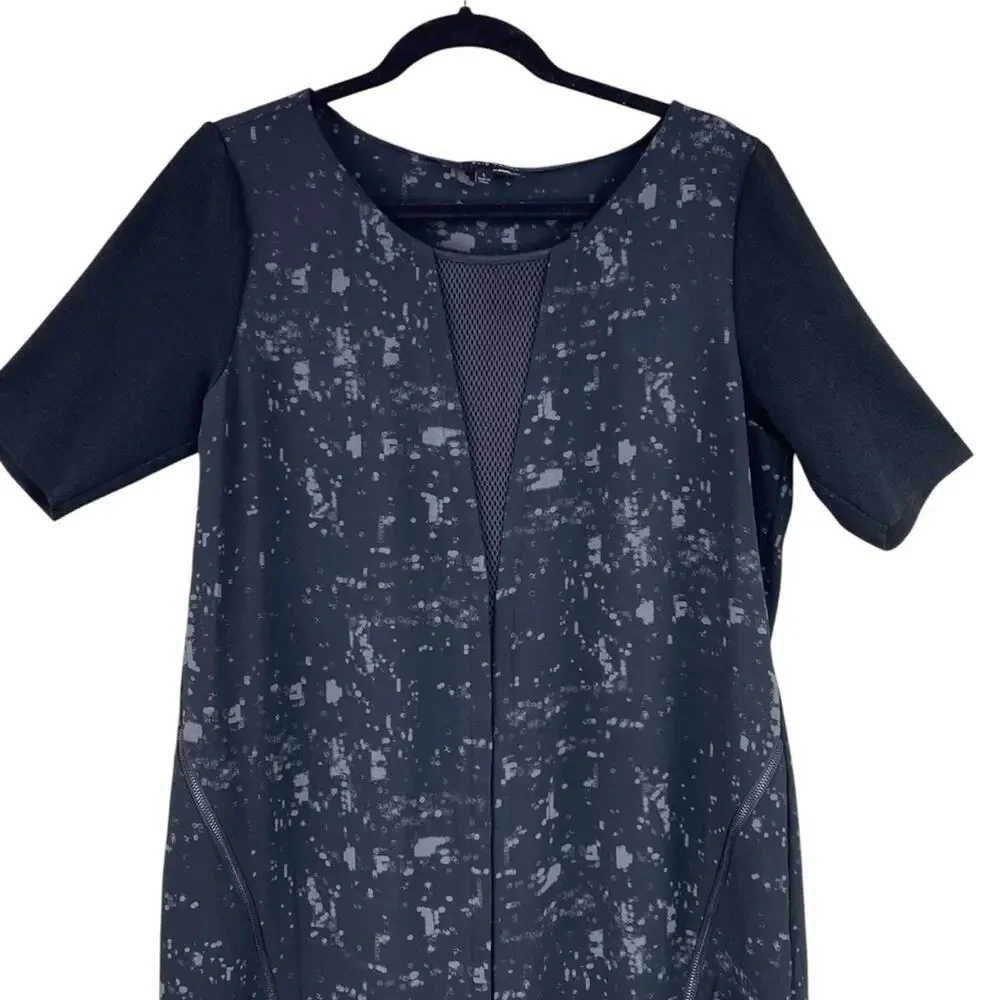 Elie Tahari Tunic Dress Size L Mesh Insert Zips Art To Wear - Picture 2 of 8